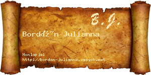 Bordán Julianna névjegykártya